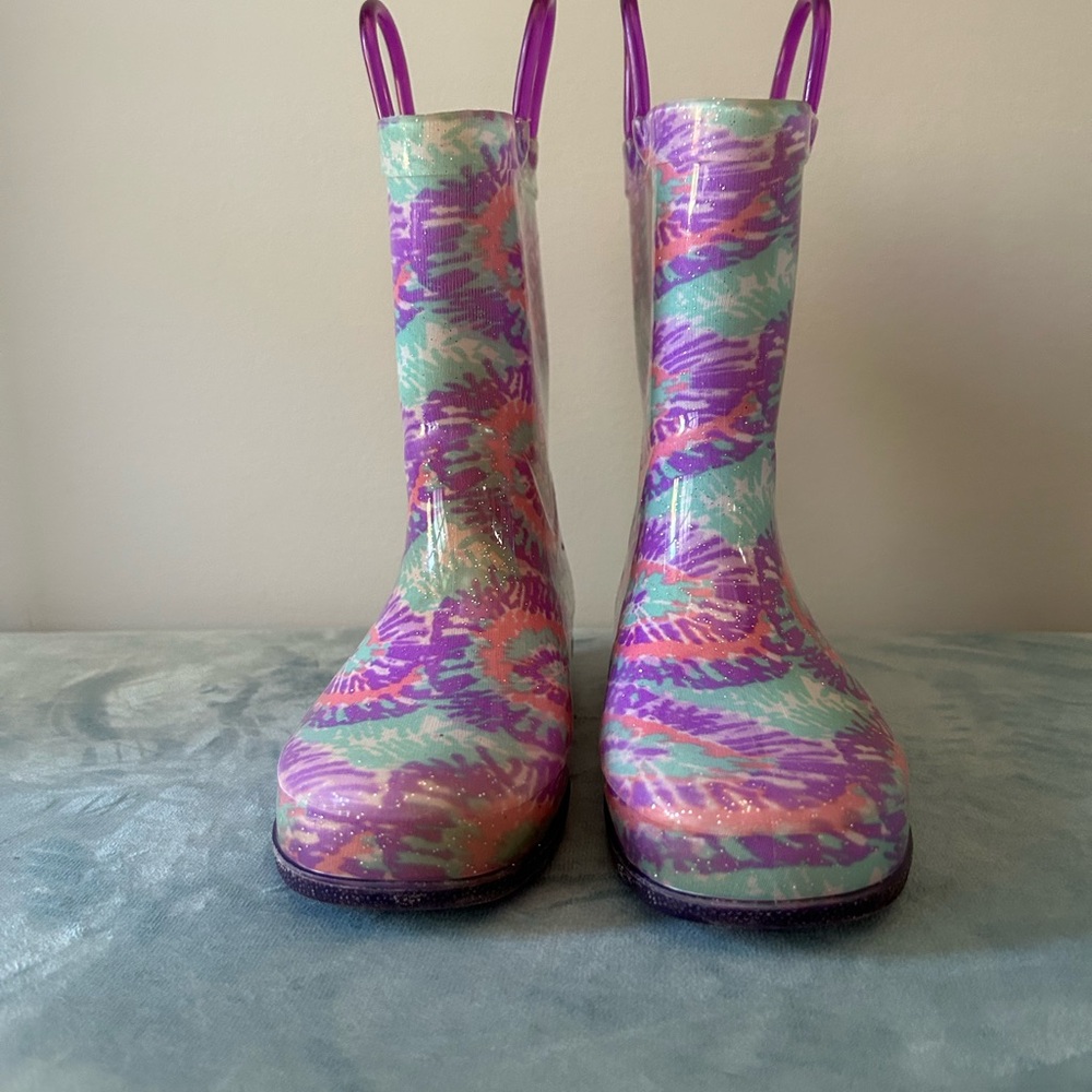 Zoogs girls light up tie dye rain boots size 12